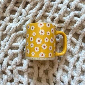Modern expressions Big yellow mug with white floral pattern